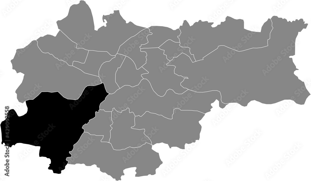 Black location map of the Krakovian Dębniki district inside the Polish regional capital city of Krakow, Poland