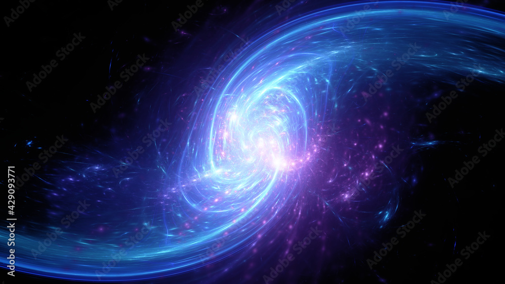 Obraz premium Abstract background, smooth multicolored lines on a black background.