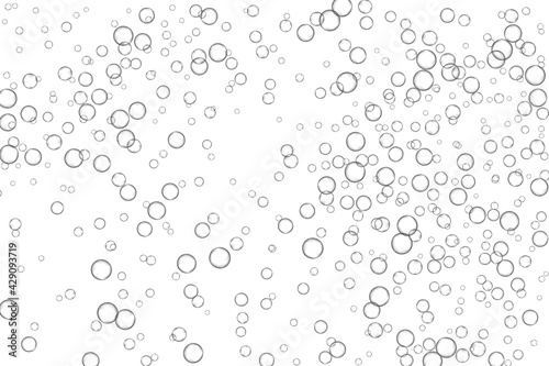 Air bubbles, oxygen, champagne crystal clear, isolated on white background modern design. Vector illustration EPS 10.