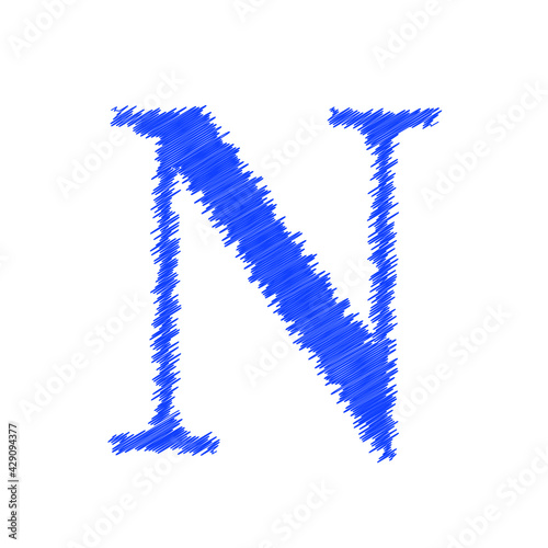 Wallpaper Mural Letter N textured of white yarn fabric on black background, editable vector Torontodigital.ca