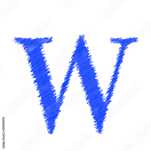 Wallpaper Mural Letter W textured of white yarn fabric on black background, editable vector Torontodigital.ca