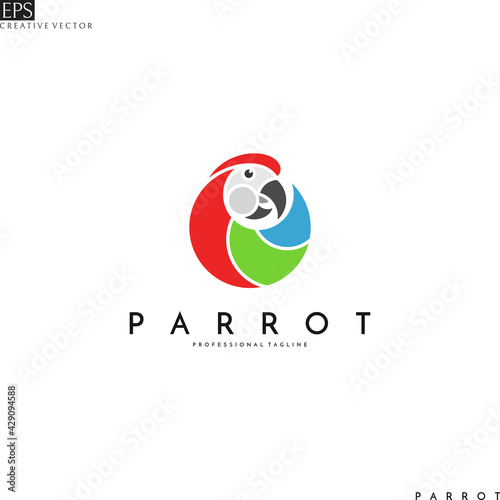 Parrot logo. Isolated bird on white background
