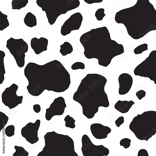 Seamless pattern black and white. Cow hide background