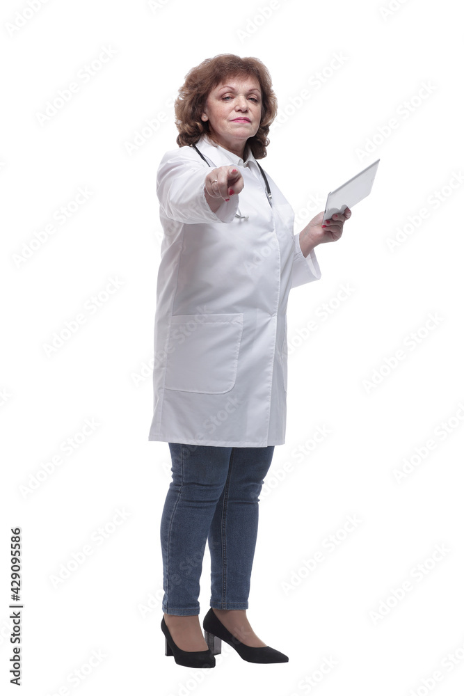in full growth. female doctor with a digital tablet. in full growth. female doctor with a digital tablet.
