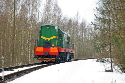 diesel locomotive in the woods 
