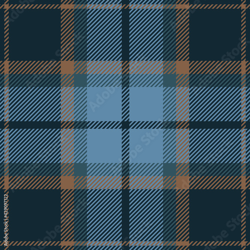 Blue and brown plaid. Tartan pattern for textile, paper and other prints.