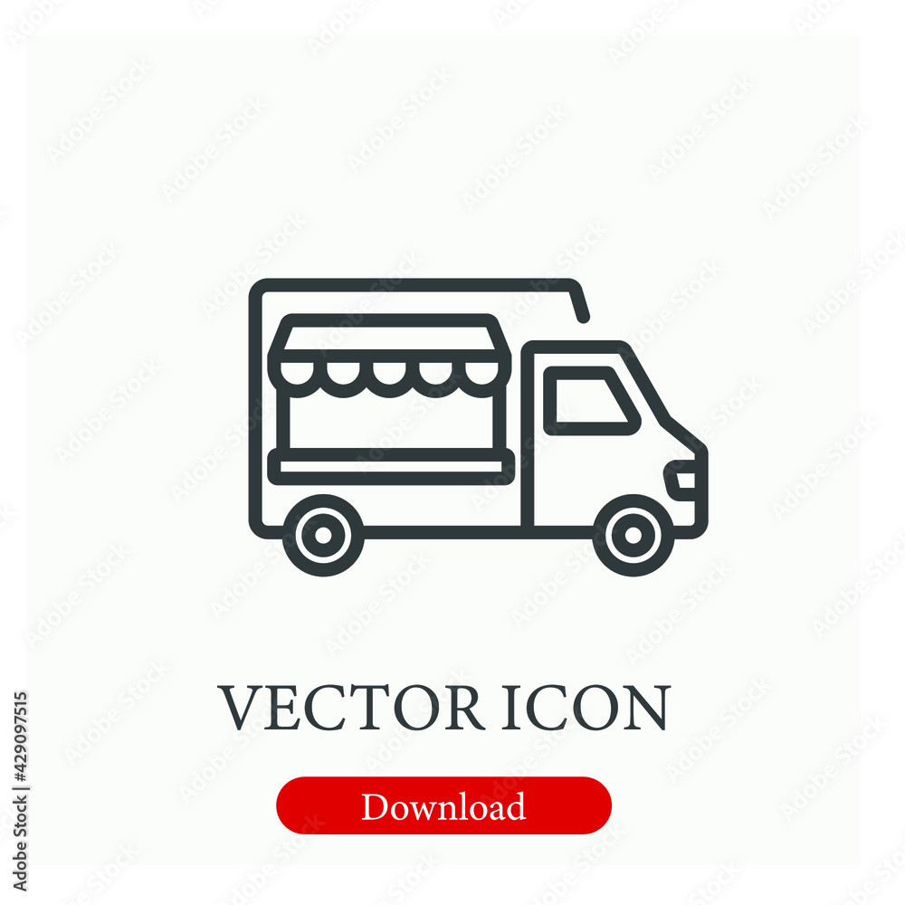 Trailer vector icon.  Editable stroke. Linear style sign for use on web design and mobile apps, logo. Symbol illustration. Pixel vector graphics - Vector