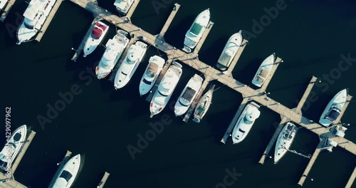 Top bird view of the yacht pier Baltimore inner harbor