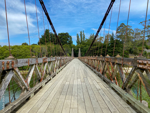 Clifden Suspension Bridge at Waiau River, Clifden, New Zealand photo