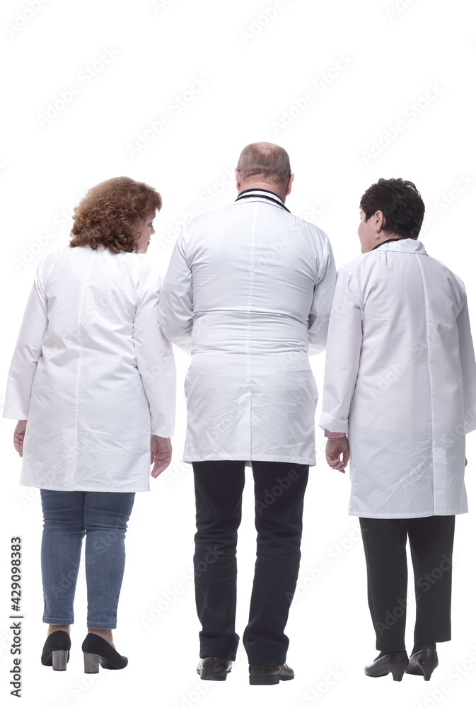 rear view. a group of medical colleagues standing in front of a large white screen rear view. a group of medical colleagues standing in front of a large white screen