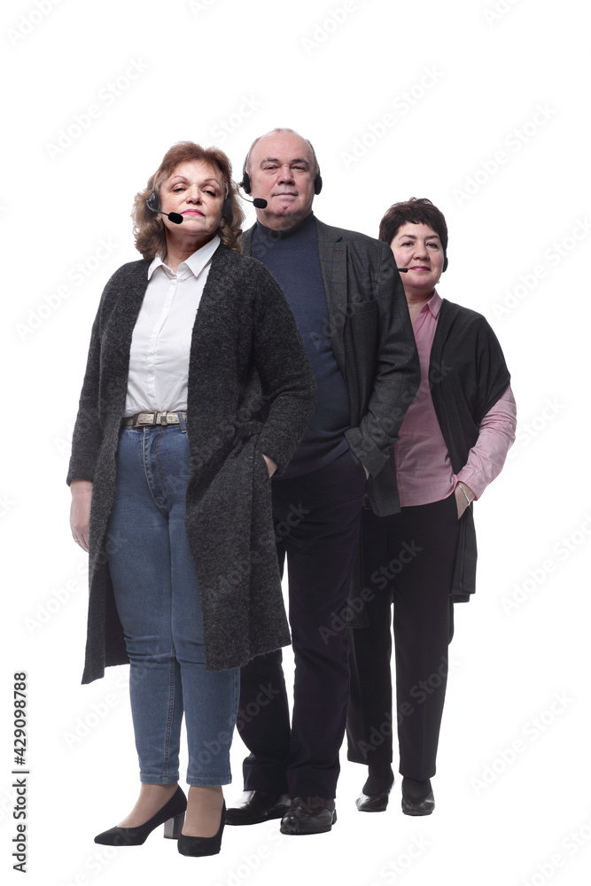 side view. a group of people in a headset looking at you side view. a group of people in a headset looking at you
