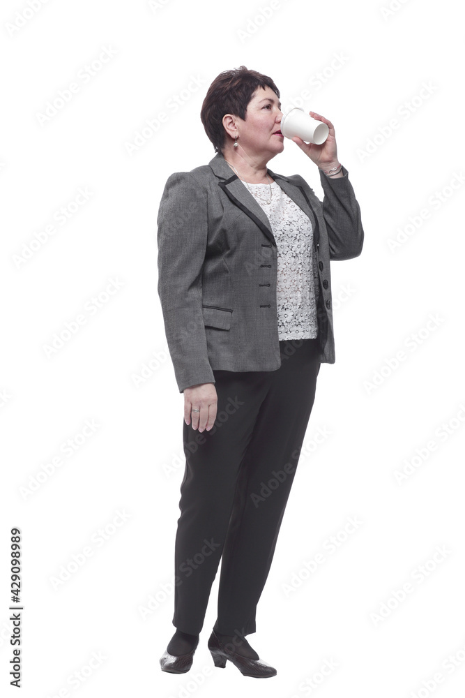 in full growth. business woman in casual clothes with coffee to take away in full growth. business woman in casual clothes with coffee to take away