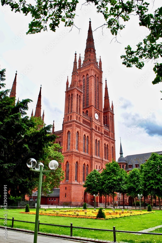 Marktkirche is the main Protestant church in Wiesbaden, the state capital of Hesse, Germany. The neo-Gothic church on the central Schlossplatz, also called Nassauer Landesdom (Cathedral of Nassau). 