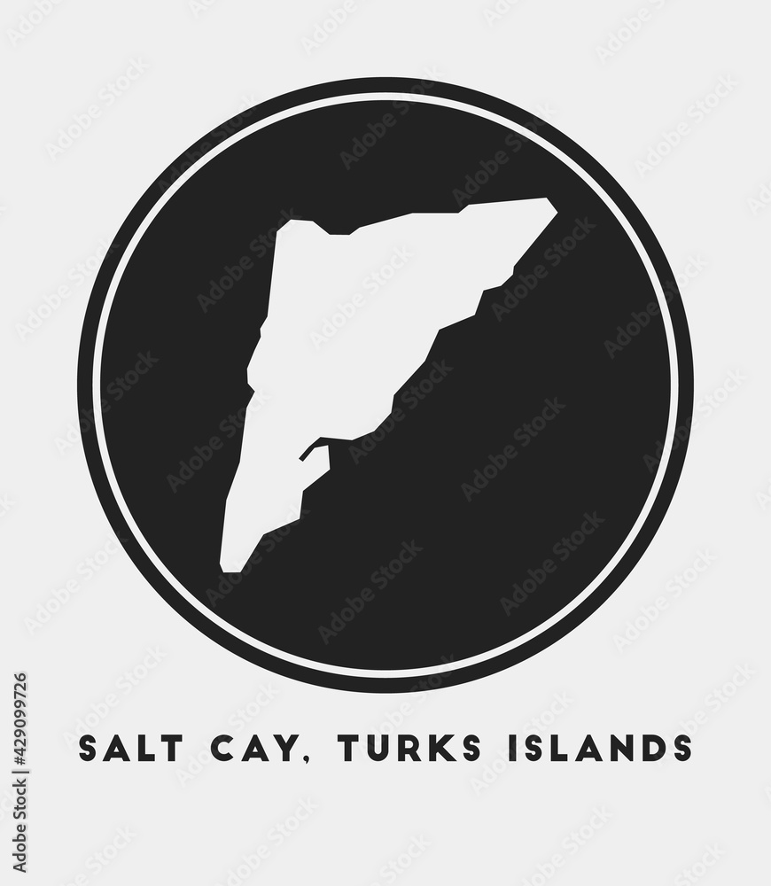 Salt Cay, Turks Islands icon. Round logo with island map and title. Stylish Salt Cay, Turks Islands badge with map. Vector illustration.