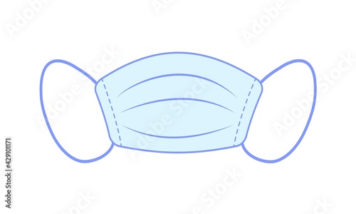 Medical mask isolated on white background in flat style. Medical respiratory mask in cartoon style. Protection against coronavirus, infection and polluted air, dust. Protective mask vector.