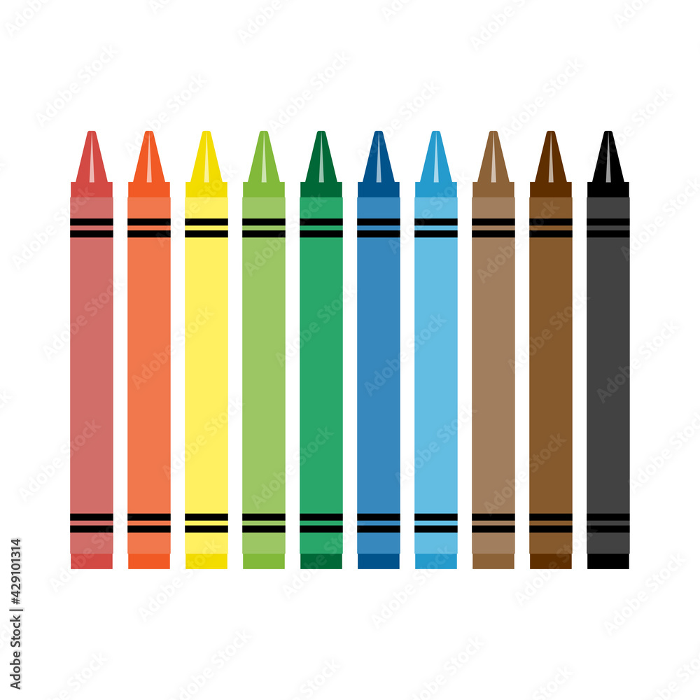 Colorful crayons isolated on white background. Vector illustration