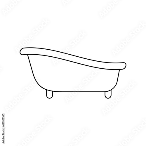 Bathtub icon. Bath pictogram isolated on white background. Simple vector outline illustration.