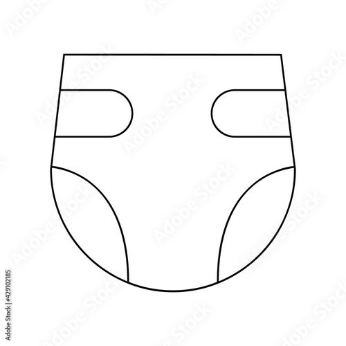 Disposable diaper icon. Baby or adult nappy pictogram isolated on white background. Urinary incontinence protection product. Simple vector outline illustration.