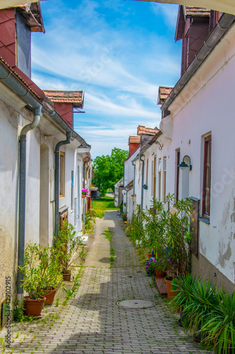 typical whitewashed houses in morbisch am see town in Austria. photo