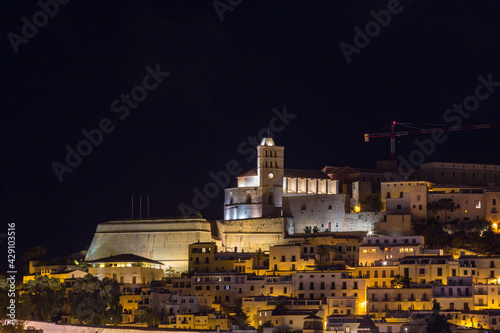 View of Ibiza at night (Spain)