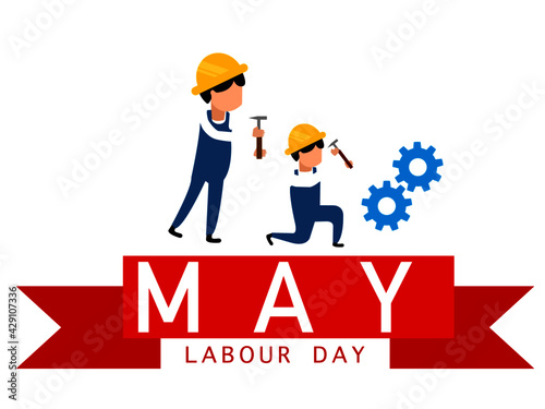 People with worker's helmet representing working people of international labor day
