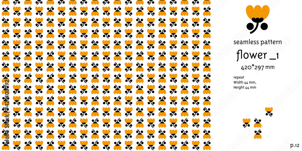 Naklejka premium オレンジ色の花のシームレスパターン