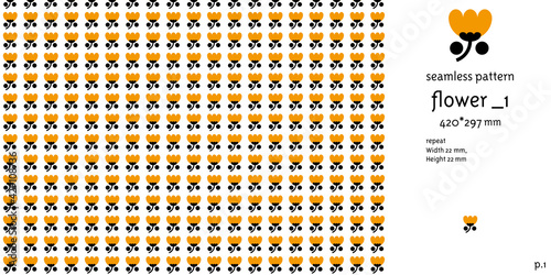 オレンジ色の花のシームレスパターン