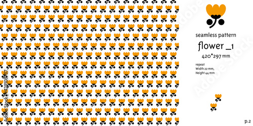 オレンジ色の花のシームレスパターン