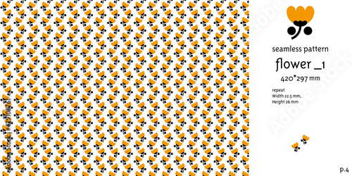 オレンジ色の花のシームレスパターン