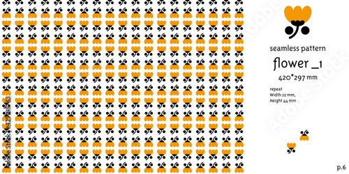 オレンジ色の花のシームレスパターン