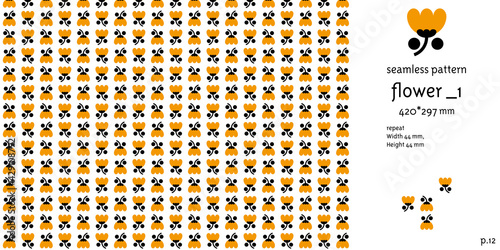 オレンジ色の花のシームレスパターン