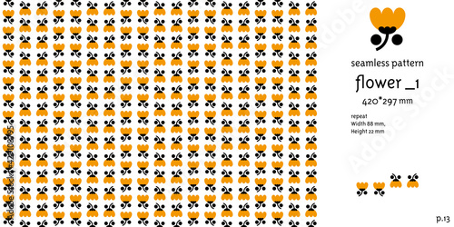 オレンジ色の花のシームレスパターン