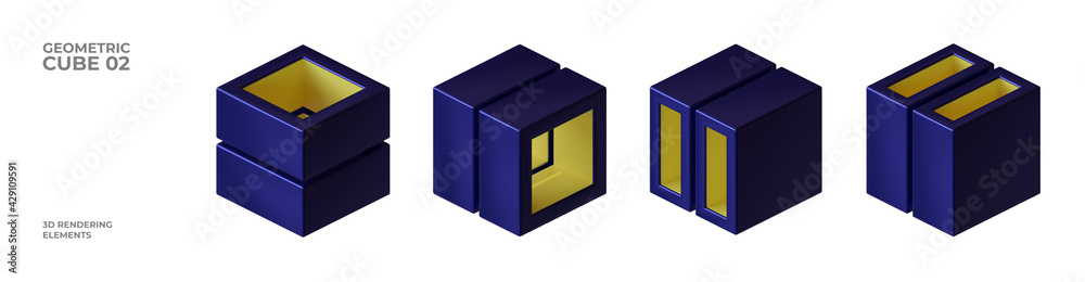 Geometric Cube 3D Rendering Illustration Elements Geometric Cube 3D Rendering Illustration Elements