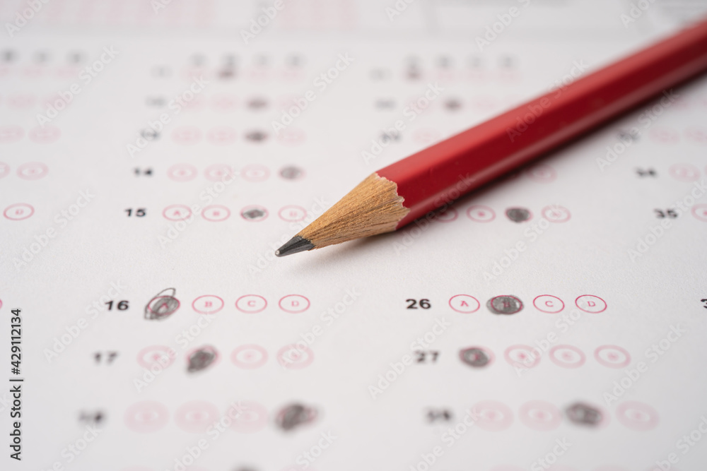 Answer sheets with Pencil drawing fill to select choice, education concept Answer sheets with Pencil drawing fill to select choice, education concept
