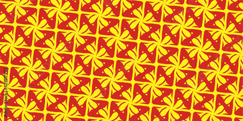 黄色と赤のシームレスなパターンの美しい背景イラスト 