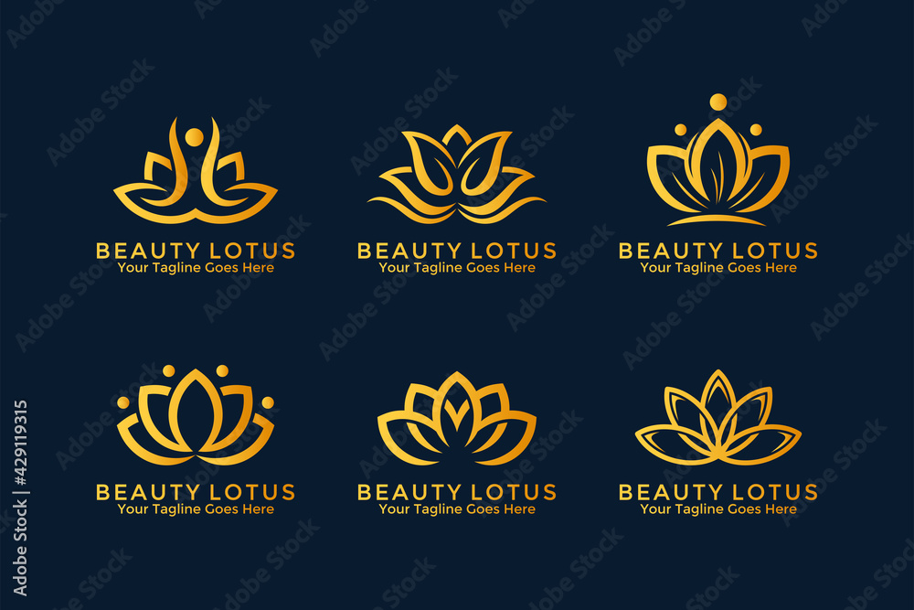 Beauty lotus flower logo design template collection. Vector illustration. - obrazy, fototapety, plakaty 