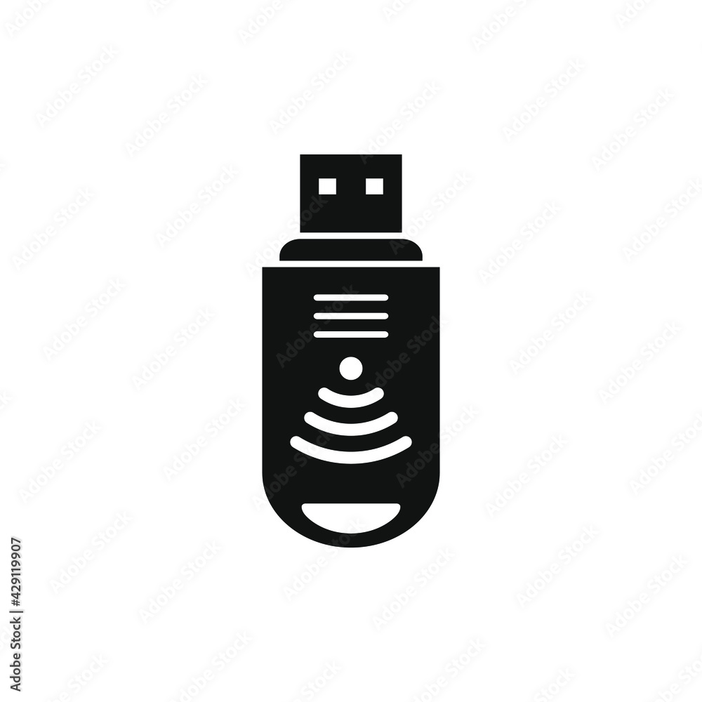 USB wifi adapter icon flat style isolated on white background. Vector illustration USB wifi adapter icon flat style isolated on white background. Vector illustration