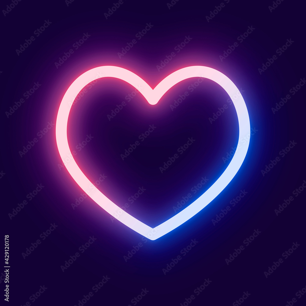 Heart social media icon in pink neon style Heart social media icon in pink neon style