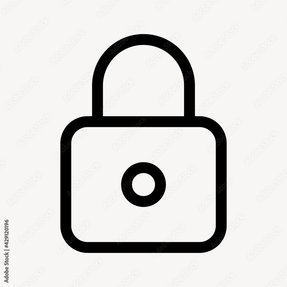 Padlock outlined icon secured mode symbol for social media app Padlock outlined icon secured mode symbol for social media app