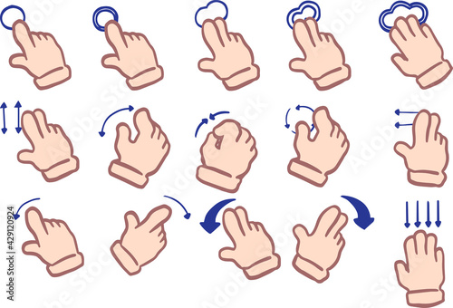 Asian Touch gesture set drawn with a pen set