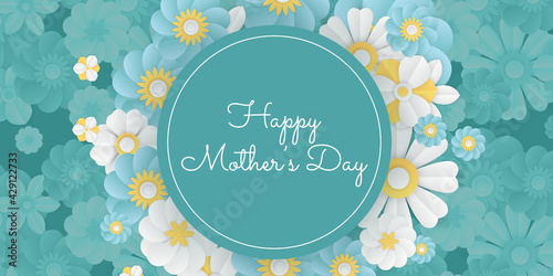 Mother's day greeting card, design with frame and flowers