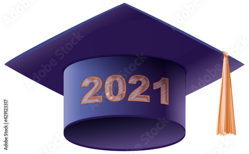 Mortarboard square academic cap symbol graduation 2021 year