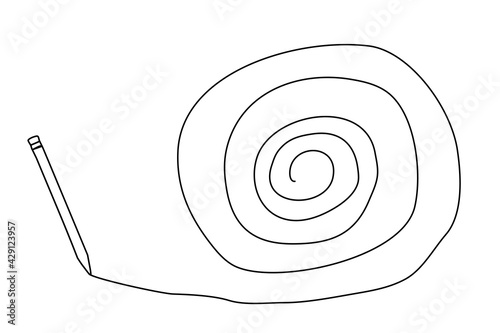 Line art,doodle of circle,rotate,twist and pen isolate on white background.Copy space for your text.