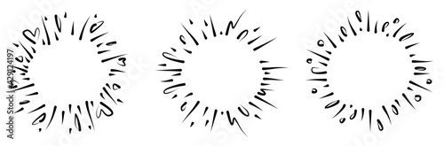 Starburst Hand Drawn, Sunburst Doodles, Fire work explosion symbol vector 