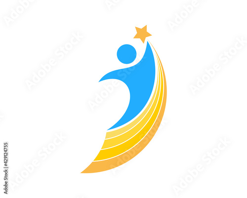 Swoosh people reach the star logo