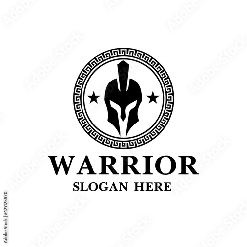 Obraz na plátně spartan shield black logo icon designs vector illustration