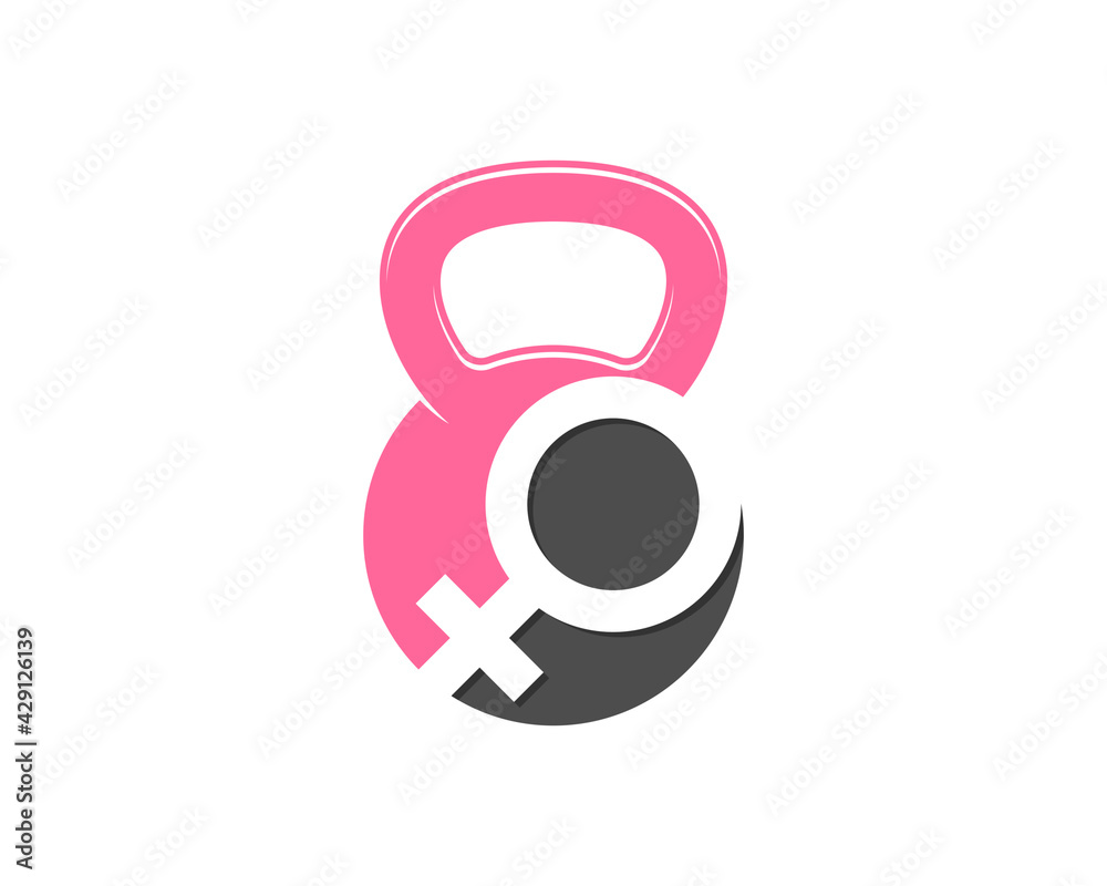 Gym kettle bell with female gender symbol inside Gym kettle bell with female gender symbol inside