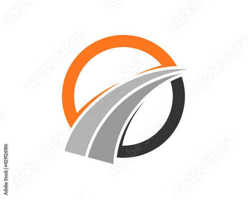 Road way inside the circle logo