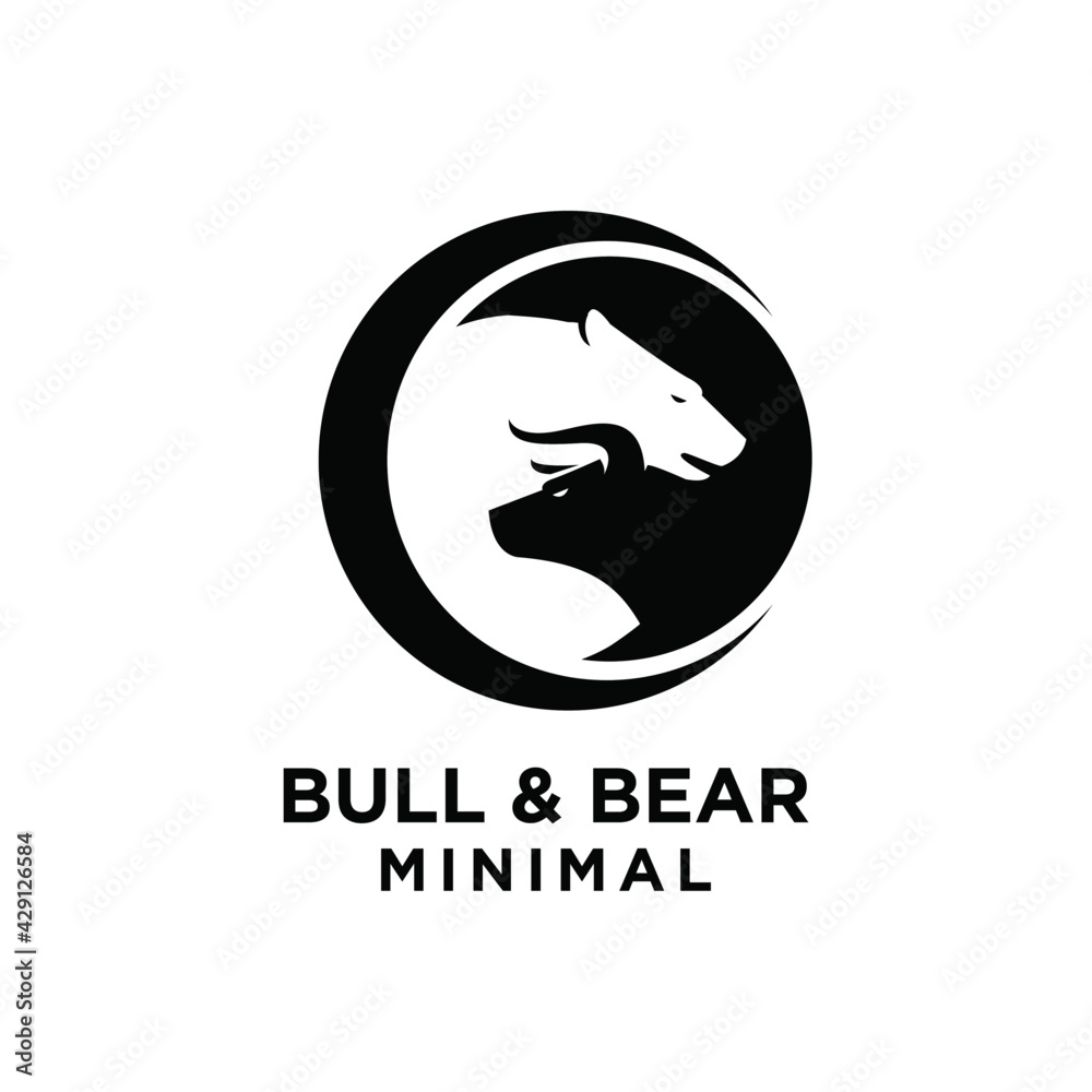 Obraz premium Bear and bull vector logo design players on Exchange and traders on a stock market
