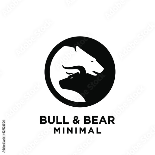 Bear and bull vector logo design players on Exchange and traders on a stock market